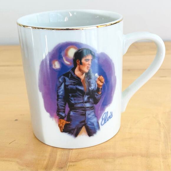 Vintage Set 4 80s Elvis Presley Coffee Cup Mugs 24K 50th Collector Porcelain - Picture 9 of 16